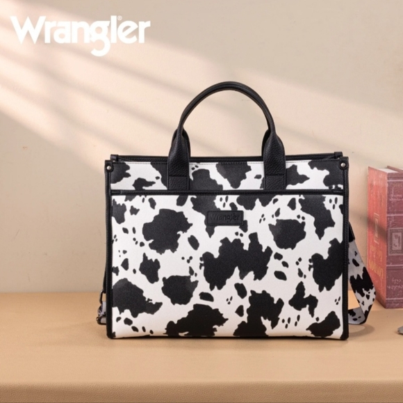 Wrangler Carry-All Large Tote Work Tote /Crossbody - Cow-Black - Picture 2 of 11